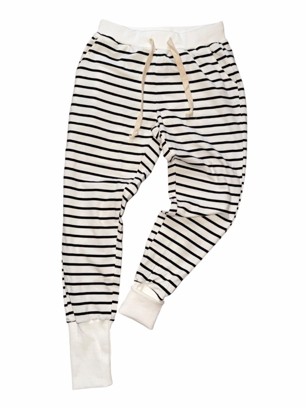 Ampersand Avenue Striped Drawstring Jogger Pants - Black & White Size Small NWT